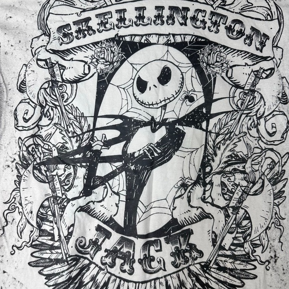 Jack Skellington Disneyland T-Shirt Mens XL Black Bleached  Gothic Halloween - Picture 3 of 7